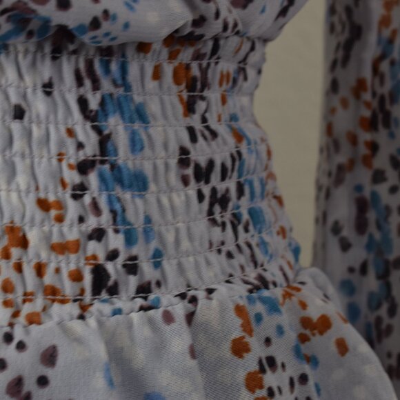 Japna Blue‎  Ruffled Peplum Blouse Long Sleeves Size XS - Picture 9 of 10